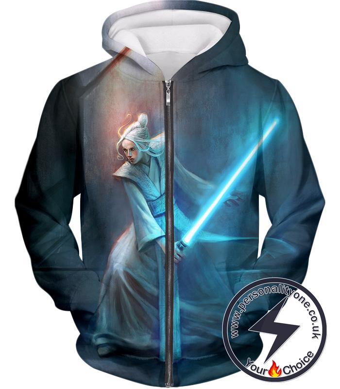 Star Wars Cool Star Wars 3D Action White Haired Woman Awesome Graphic Zip Up Hoodie